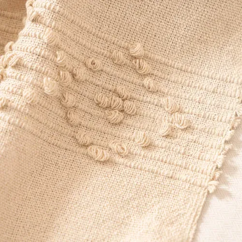 Manta de Algodón con Flecos y Textura Bucles