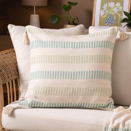 Funda de Almohadón Borlas y Rayas