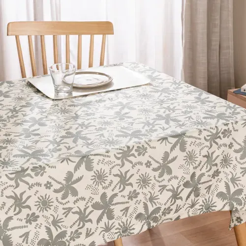 Mantel Rectangular Mediano Antimanchas Palmeras Summer