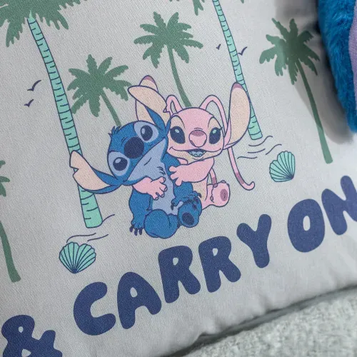 Funda de Almohadón de Algodón Panamá Disney Stitch Palm