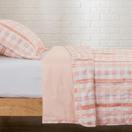 Cubrecama 1 Plaza Reversible Cuadrille