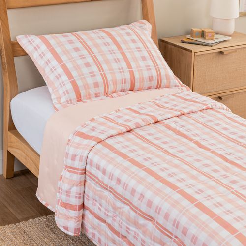 Cubrecama 1 Plaza Reversible Cuadrille