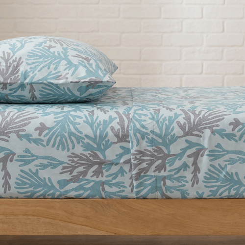 Juego de Sábanas 1 Plaza Algas Mar