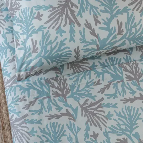 Juego de Sábanas 1 Plaza Algas Mar