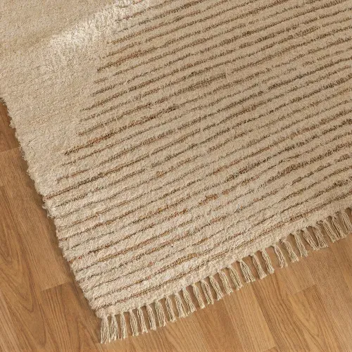 Alfombra de Ambiente Grande Yute y Algodón Rayas