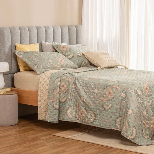 Cubrecama King Reversible Pájaros Búlgaro