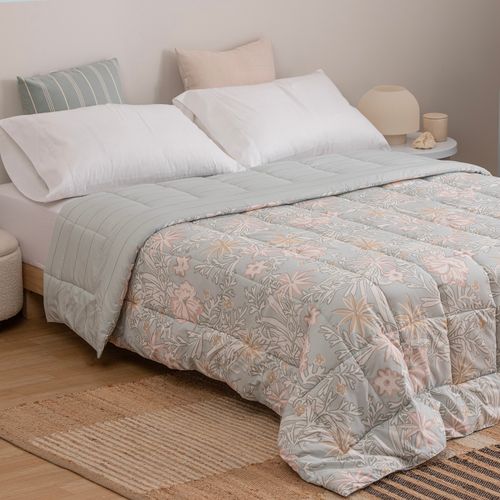 Acolchado Queen Reversible Floreado Cálido