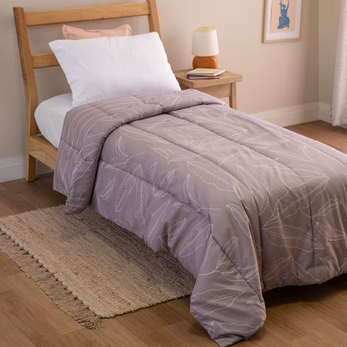Acolchado Twin Reversible Trazos de Hojas