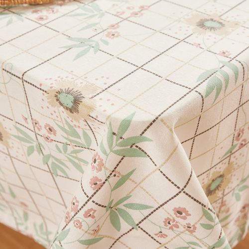 Mantel Rectangular Grande Flores y Borlas