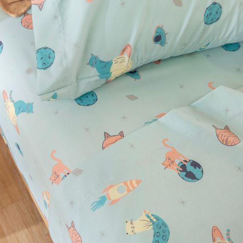 Juego de Sábanas 1 Plaza Gatitos Espaciales