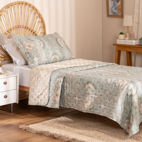 Cubrecama Twin Reversible Pájaros Búlgaro