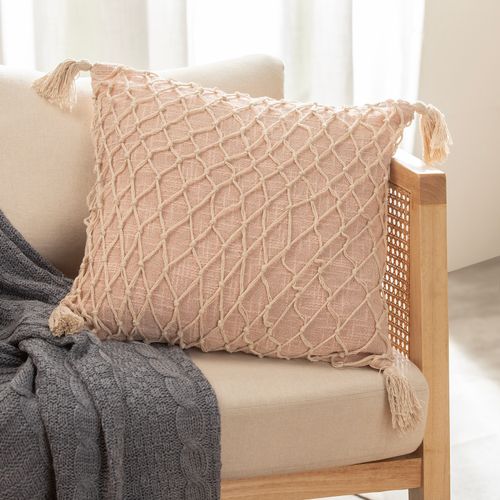 Funda de Almohadón Crochet con Borlas