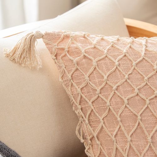 Funda de Almohadón Crochet con Borlas