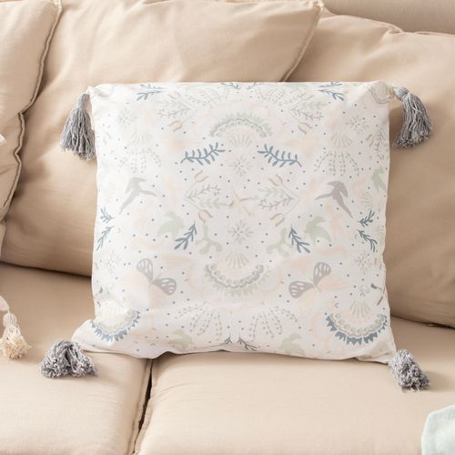 Funda de Almohadón Mariposas con Borlas