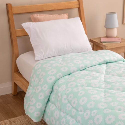 Acolchado 1 Plaza Reversible Margaritas Sutiles