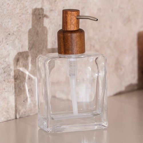 Dosificador de Jabón  Vidrio y Madera