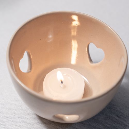 Portavela de Cerámica Calado Corazón