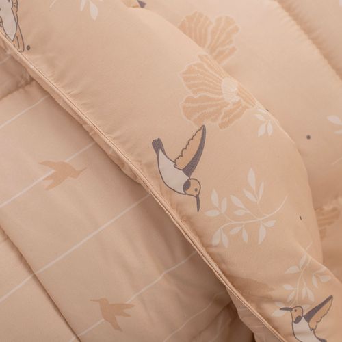Plumón Sintético King Reversible Colibríes Volando