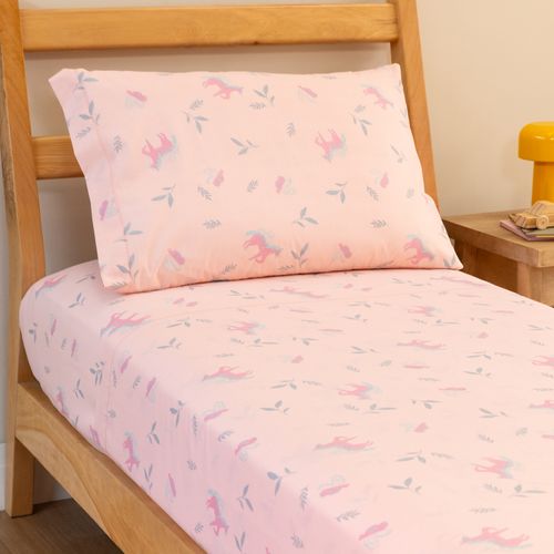 Juego de Sábanas 1 Plaza Algodón Blend Unicornios de Ensueño