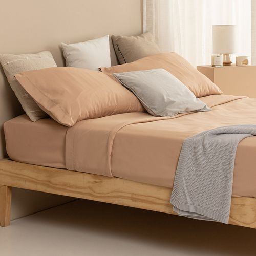 Juego de Sábanas Queen Liso Beige