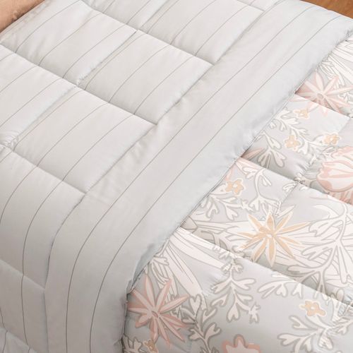 Acolchado Twin Reversible Floreado Cálido