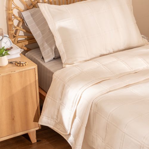 Cubrecama Twin Reversible Costura a Cuadros